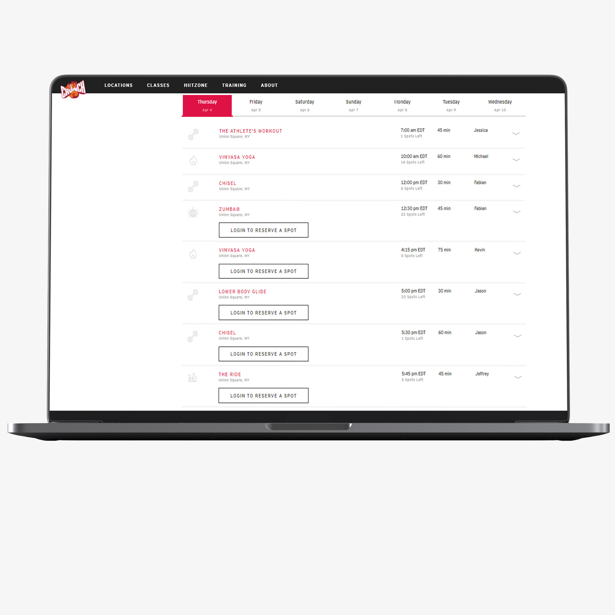Online Class Reservations